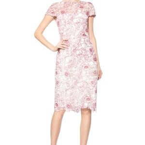 Size 14 Rose Motif Red/Ivory Dress